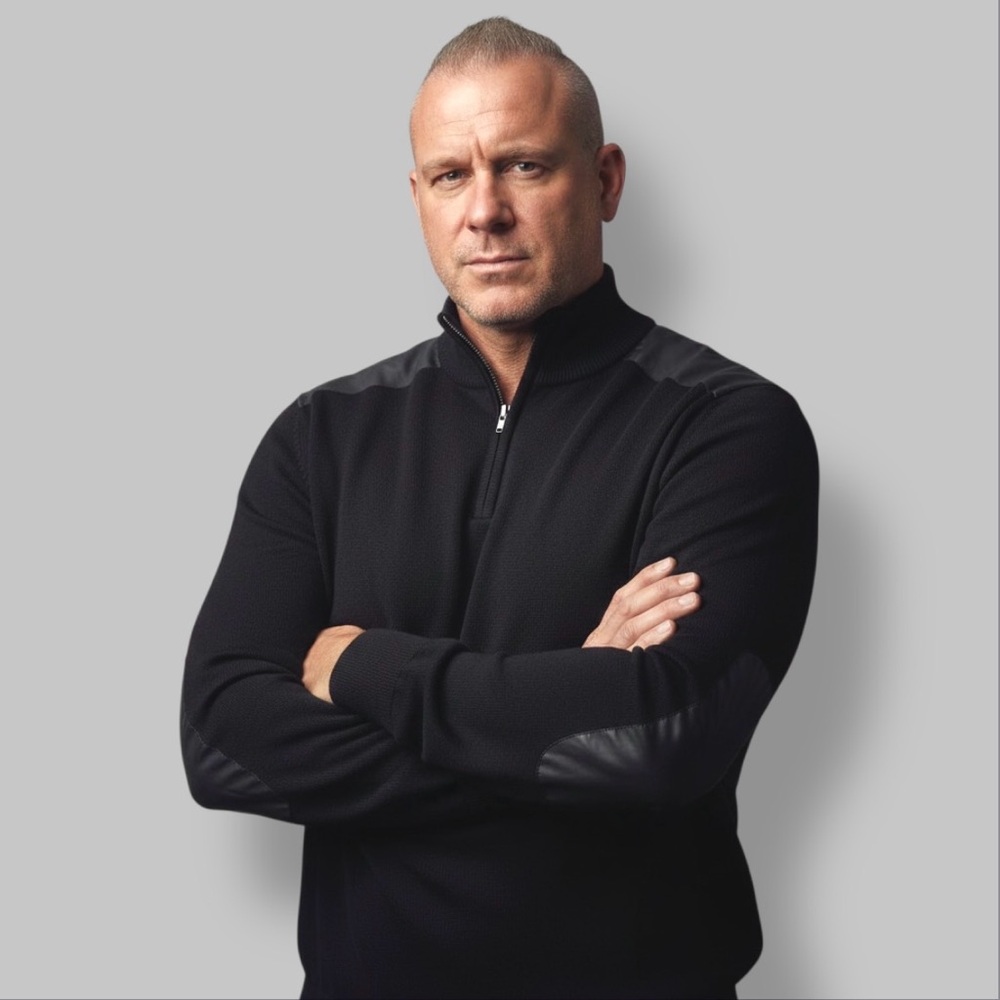 French Connection Quarter-Zip Sweater - Panels on Shoulders + Elbows